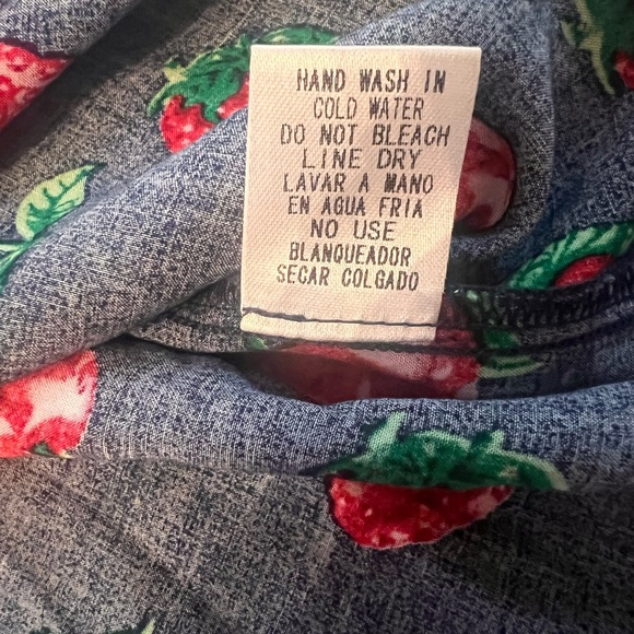 Entro Blue and Red Ruffled Off the Shoulder Blouse with Fruit Print - M - Picture 6 of 6